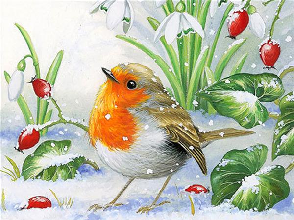 Diamond Art Painting Bird Snow Home Decor Square/round Embroidery Mosaic Animal Winter 5d Diy Wall Sticker