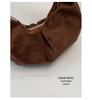 Korean-Style Suede Shoulder Bag: Solid Color, Large Capacity Underarm Dumpling Design