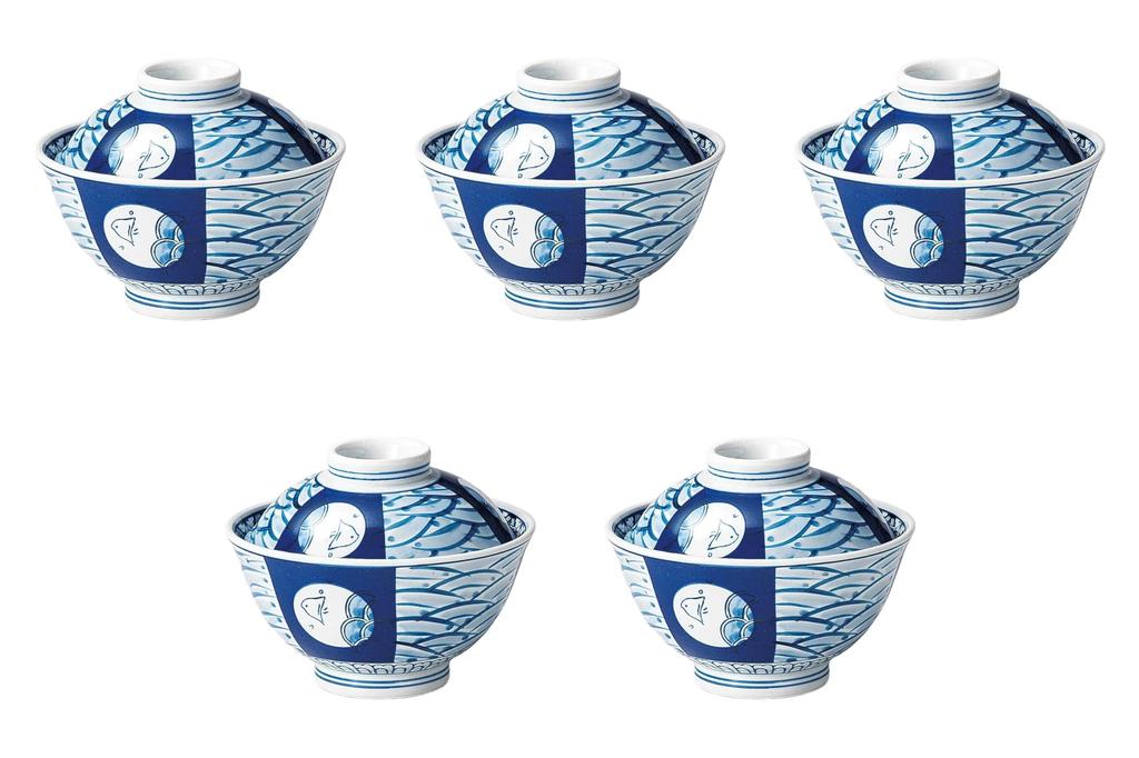 Set of 5 Lidded Bowls x Lidded Bowls by Setomonohonpo Chidori-style [15.6 12cm]