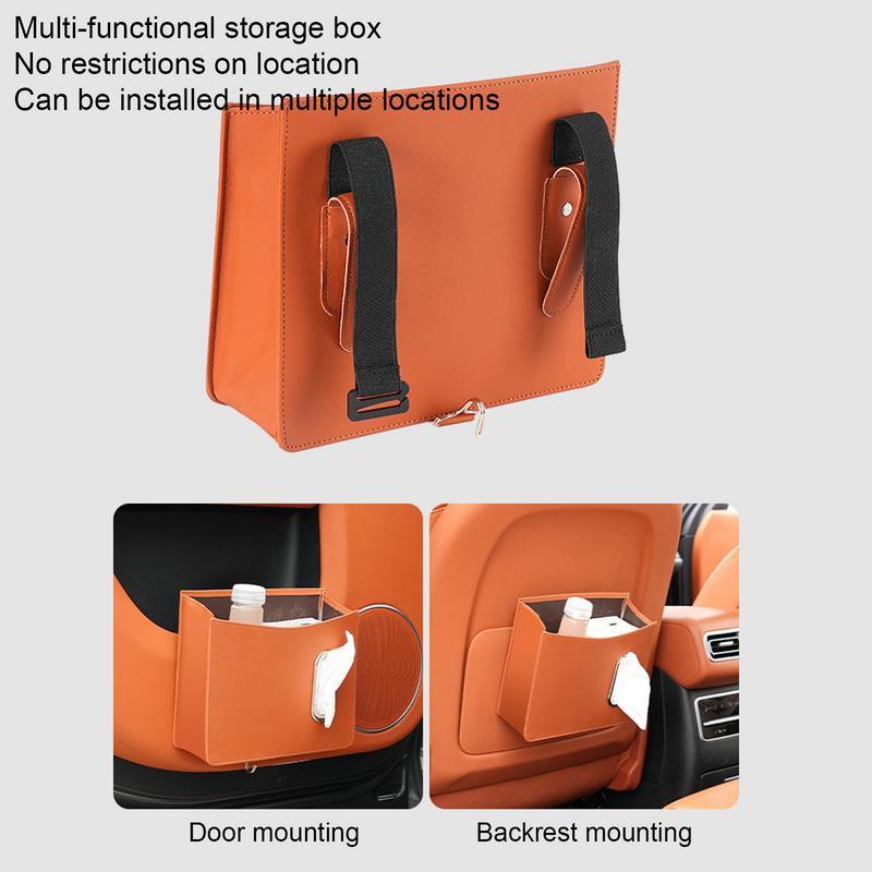 Car Back Seat Organizer Car Seat Back Storage Bag PU Leather Multi-Storage Pockets Travel Accessories For Business Car SUV