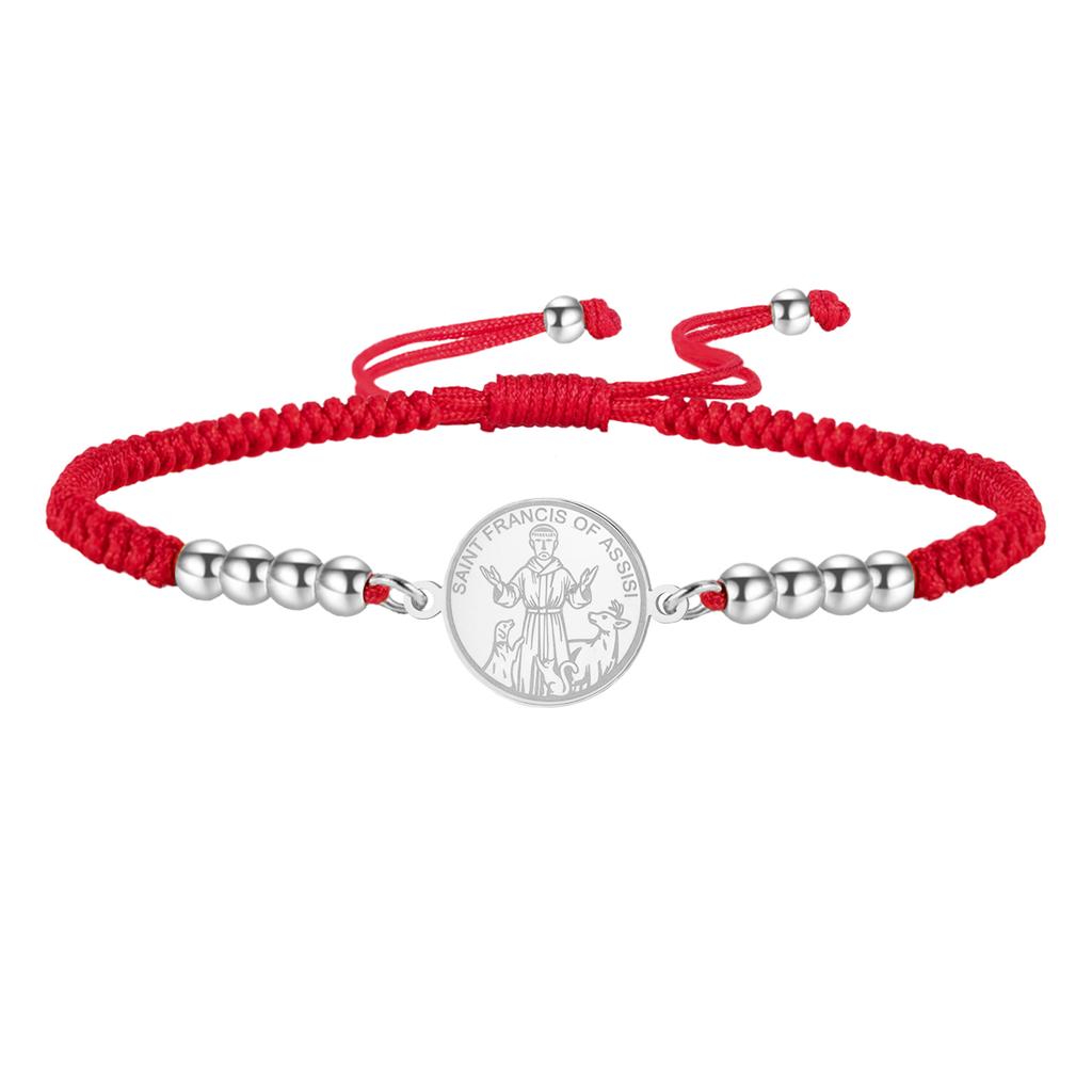 LIKGREAT St Francis Medal Bracelet for Men Women Dog Blessing Amulet Catholic Saint Religious Stainless Steel Jewelry Gifts