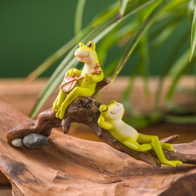 Creative Mini Frog Figurine for Succulent Bonsai, Cute Animal Decoration for Landscaping