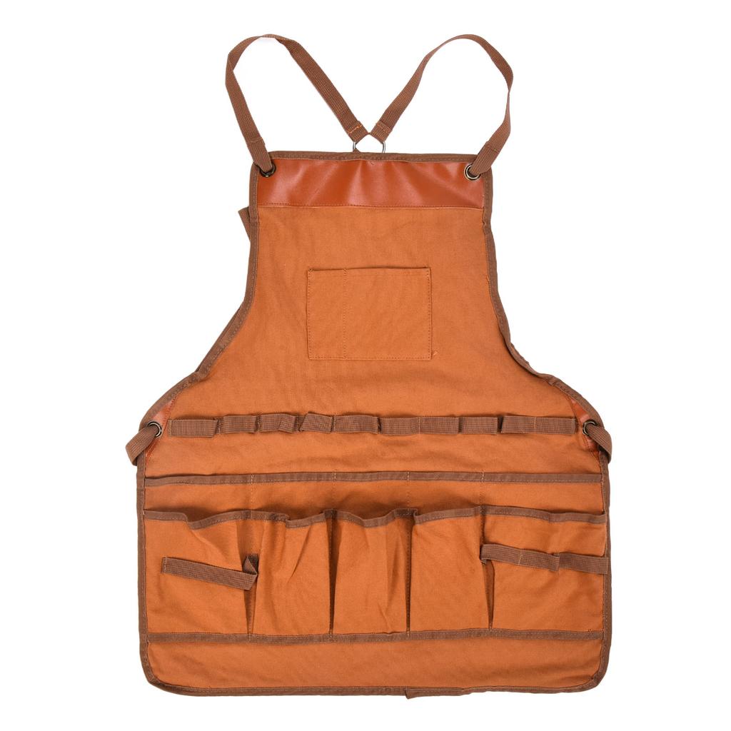 Outdoor Canvas Apron Multifunctional Woodworking Apron for Gardening Camping Barbecue