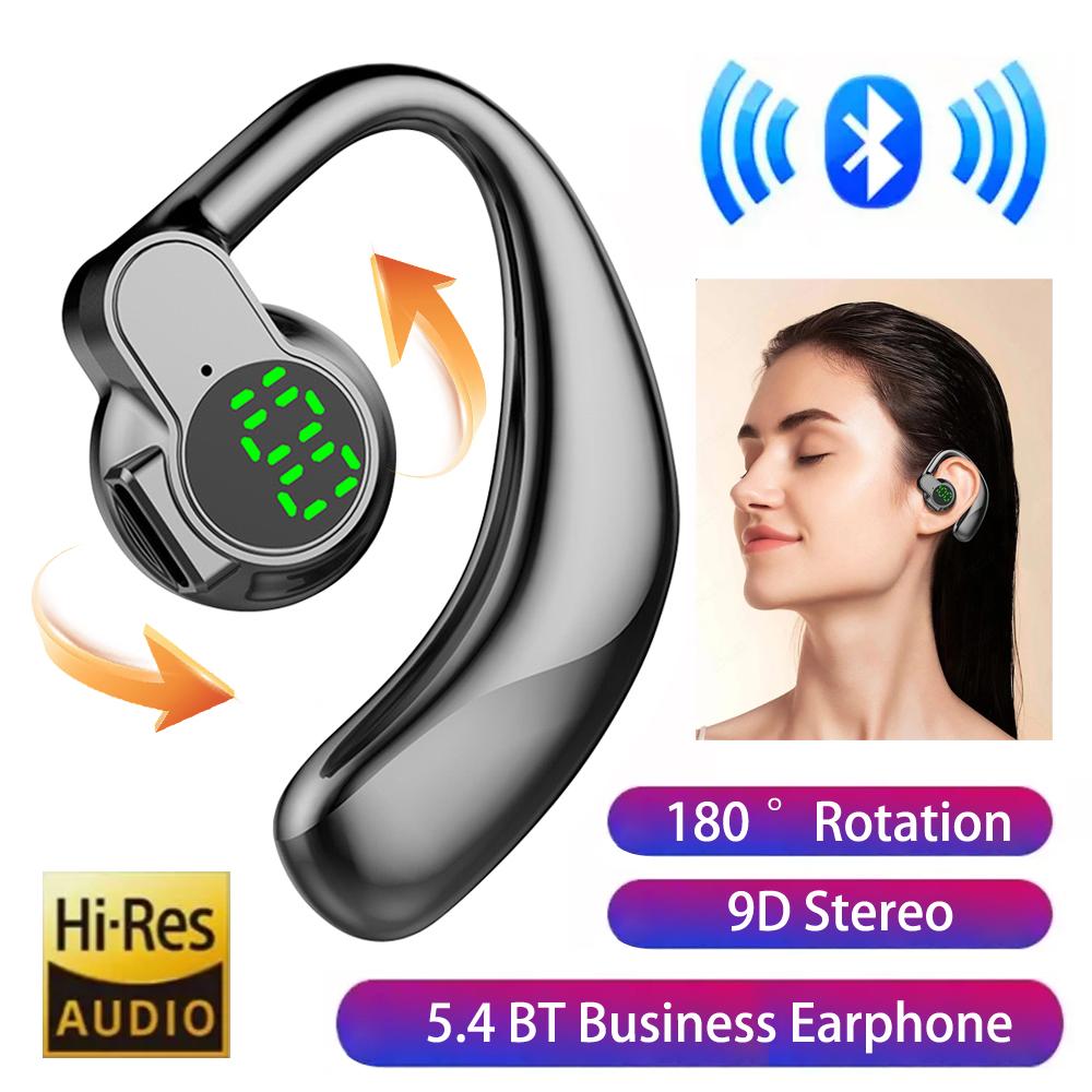 New Bluetooth5.4 Earphones Single Ear Earhooks Noise Cancelling Sports Headphones 180° Rotatable Wireless Earbud with Microphone