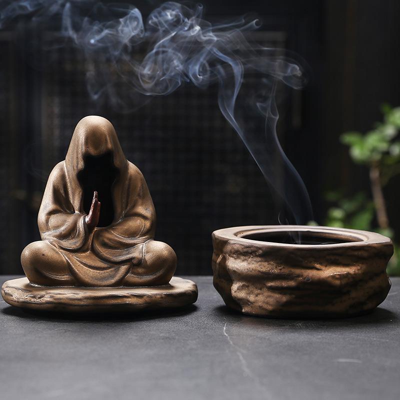 Creative Ceramic Gilded Iron Glaze Formless Zen-inspired Incense Burner Chinese Retro Style Split Design Tea Ceremony Decoration