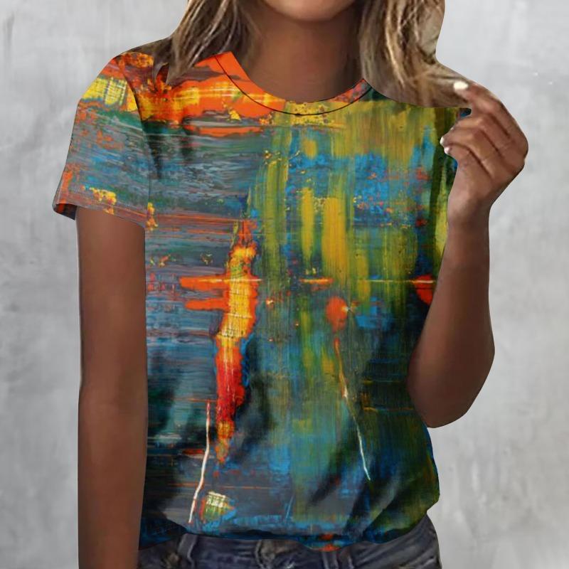 Vintage Oil Painting 3D Print T-Shirts Women Casual O-Neck Short Sleeve T Shirt Harajuku Tees Streetwear Y2k Top Female Clothing