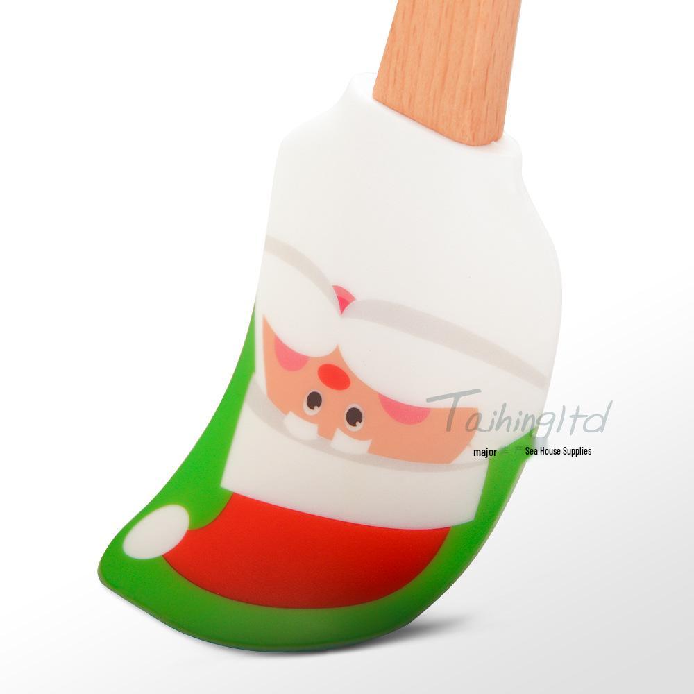 Creative Silicone Spatula with Beech Wood Handle - Perfect for Butter and Cream, Ideal Christmas Gift