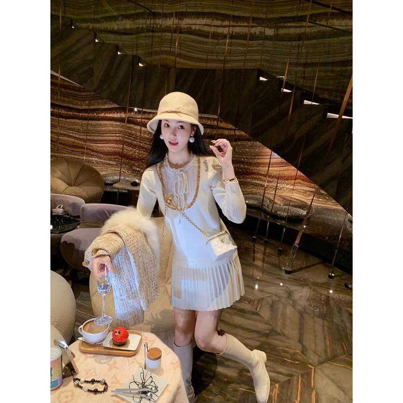 

Women s Academy Style Faux Two-Piece Knit Dress S