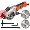 4Amp 3500RPM Mini Circular Saw with Laser Guide, Vacuum Adapter, Blade Wrench and Rip Guide, Max. Cutting Depth1-5/8"(90°)