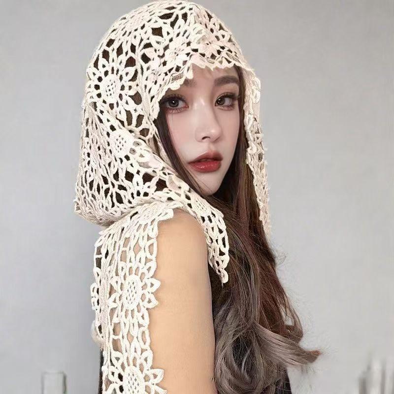 1 Stück Sommerlicher Pastoralstil Retro Gehäkelter Hut Damen Süßer Mehrzweck Schal Hut Bergsteigerhut