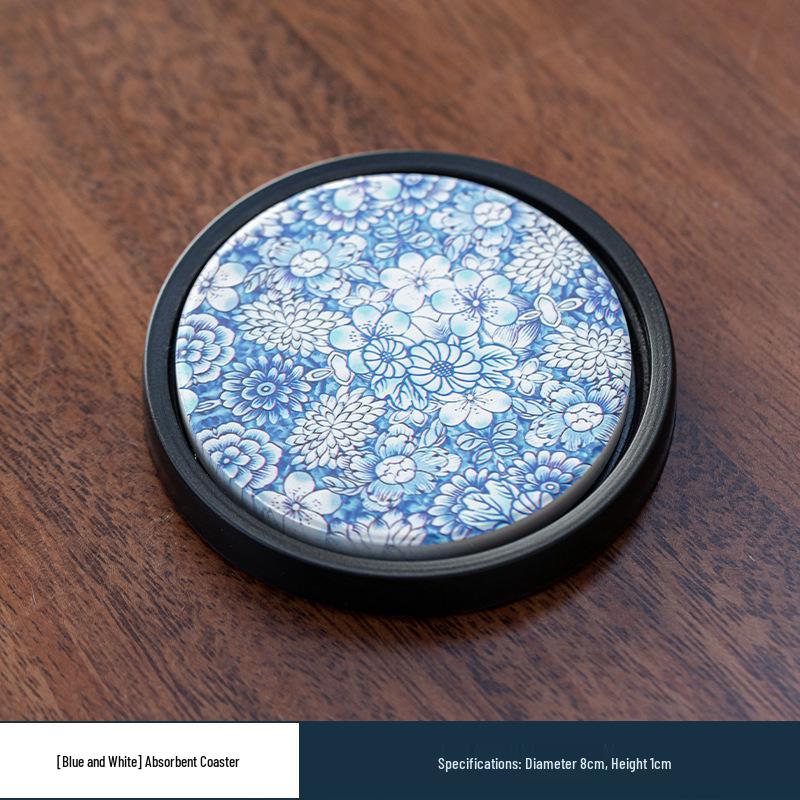 Chinese Style Ceramic Tea Coaster - Kung Fu Tea Ceremony Heat Insulation Cup Mat & Stand Accessories