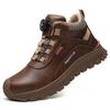Waterproof Men Safety Shoes Rotating Button Labor Protection Shoes Leather Men's Work Boots with Steel Toe Protective Boots