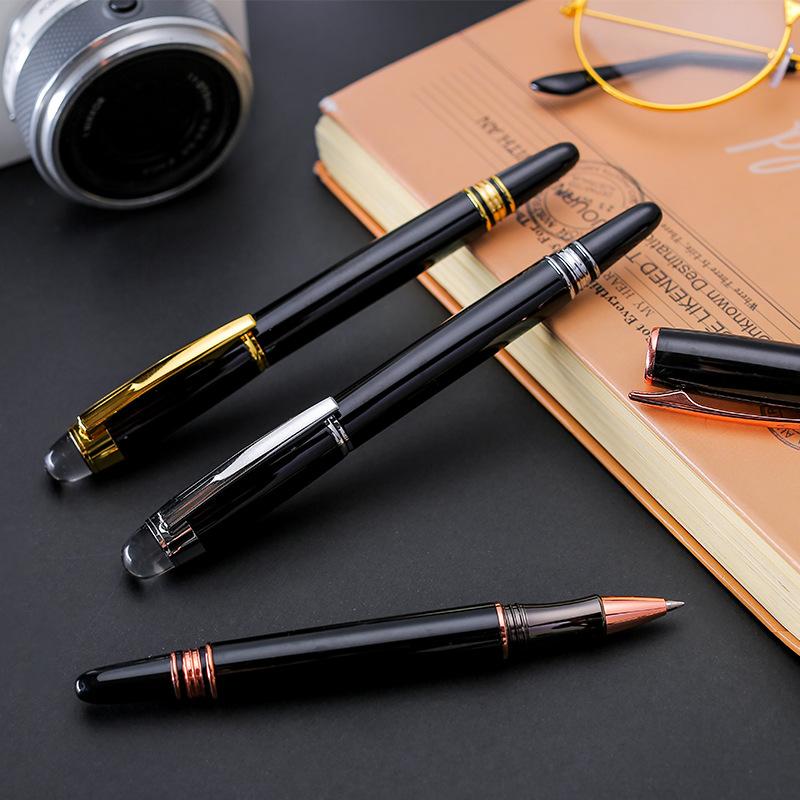 Insert Metal Signature Pen Business Gift Ballpoint Pen Rotating Pen Cap Crystal Head Top Black Ink Logo Printing