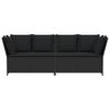 Garden Sofa with Cushions Black Poly Rattan
