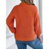 Women's Autumn/Winter Sweatshirt - Casual Openwork V-Neck with Twisted Lantern Sleeves - New Arrival Knitted Jumper