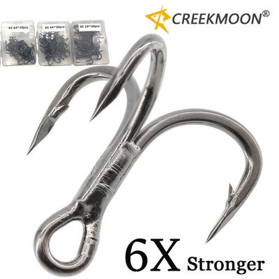 20 Teile/schachtel Angeln Drillingshaken 6X Super Starke Carbon Stahl Klassische Runde Biegung Dreifach Angelhaken Set Haken für Big Game Blaufisch Lachs Königsfisch