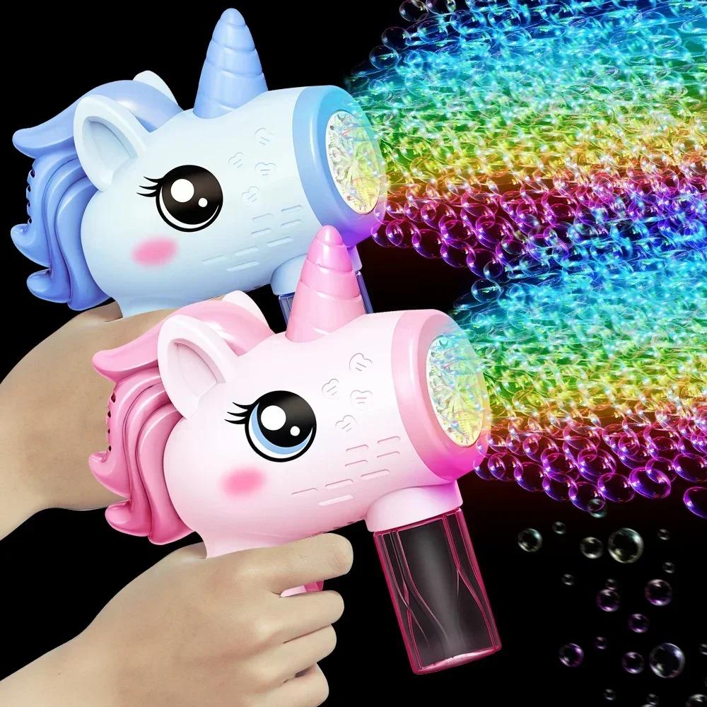 Unicorn Bubbles Machine Automatic Soap Blower Bubble Blowing Toy Electric Bubble Gun Outdoor Party Games Toy