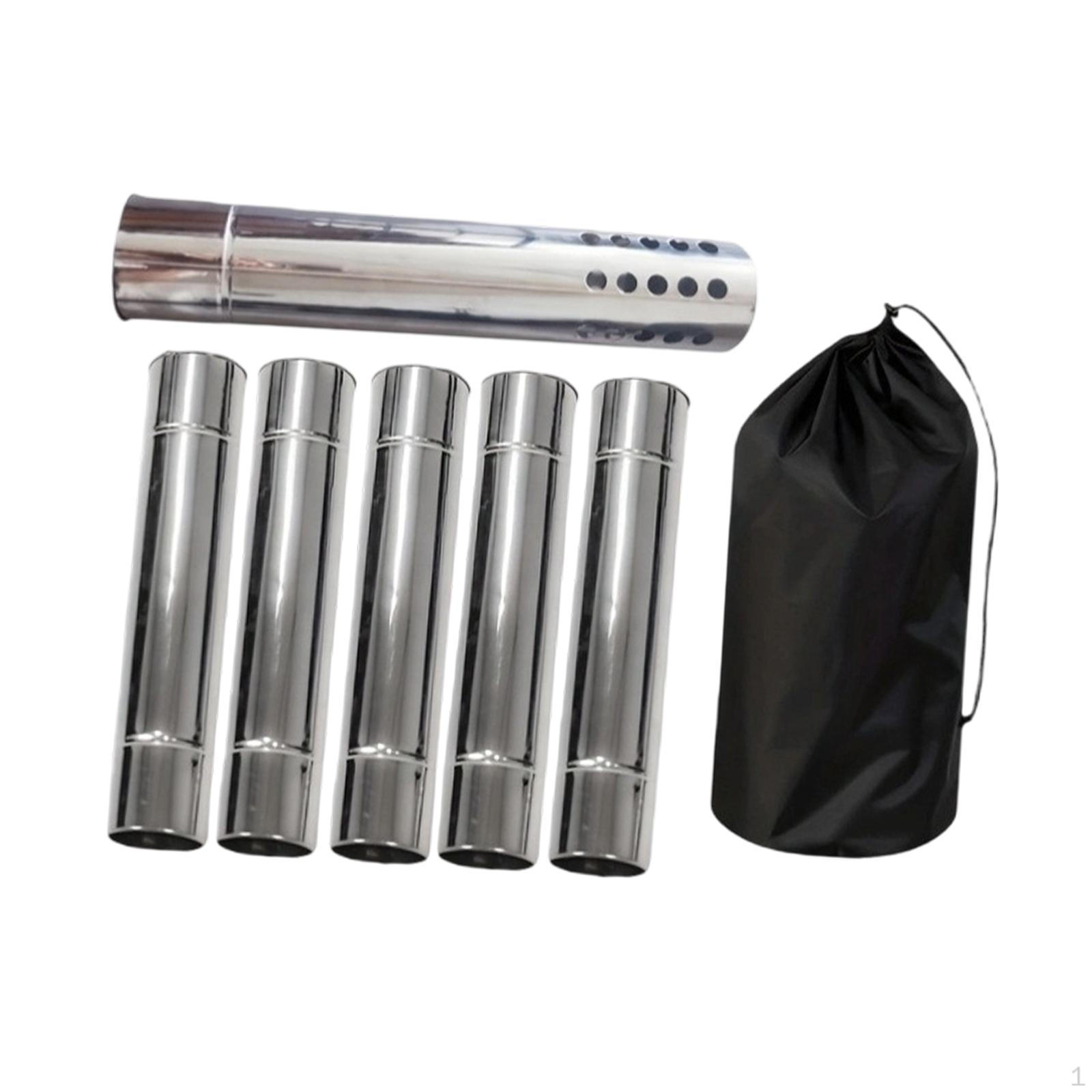 

6Pcs Stovepipes Exhaust Tube 5 Standard and 1 Sparkproof 2.36 inch Flue Chimney for Home Camping