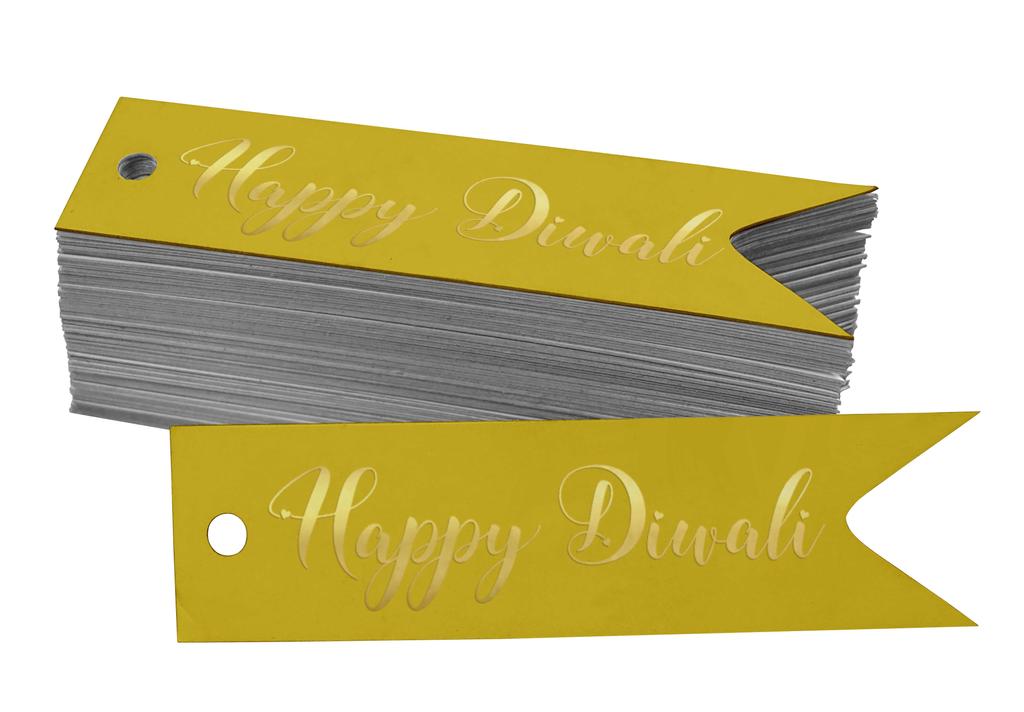 Inkdotpot Pack Of 100 Happy Diwali Favor Paper Tags Craft Real Gold Foil Hang