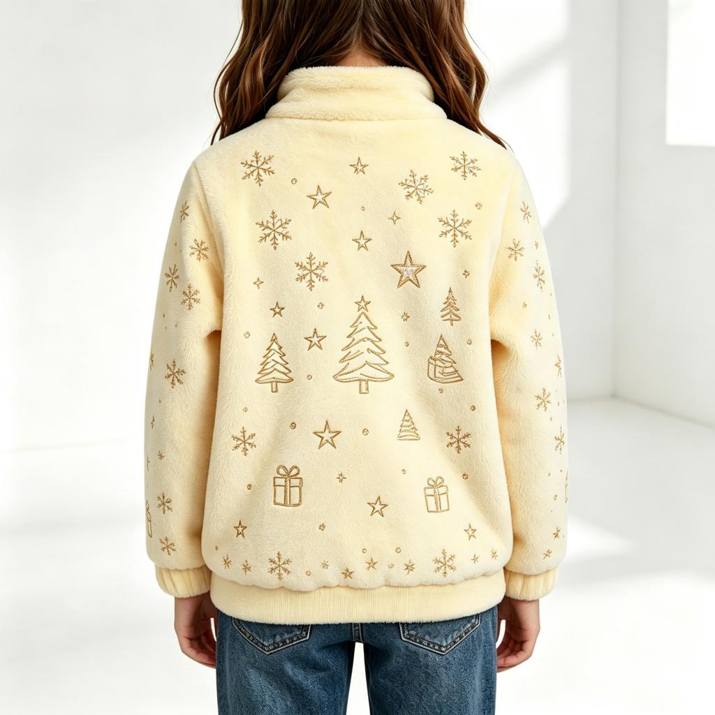 Boys Girls Christmas Sweatshirt, Pattern Long Sleeve Stand Collar Pullover for Fall Winter, Casual Comfortable Top