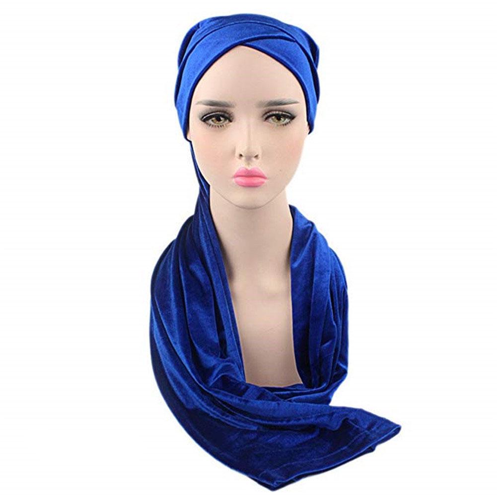 Multi Usage Velvet Turban Head Wrap Scarf Extra Long Tube Head Scarf Tie Pleated Velvet Turban