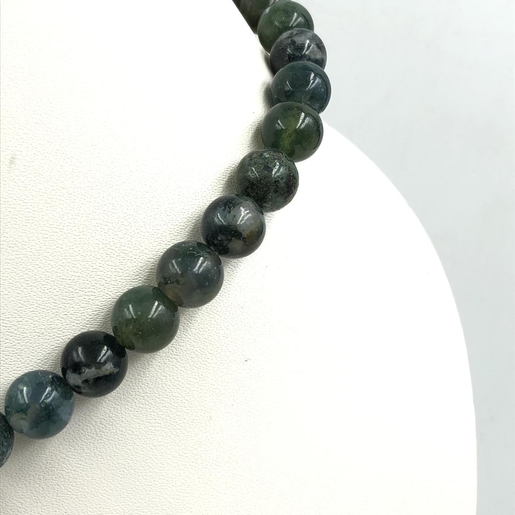 8mm Natural Moss Agate Gemstone Round Beads Handmade Jewelry Women's Necklace 17-20" For Wedding 8BN-46