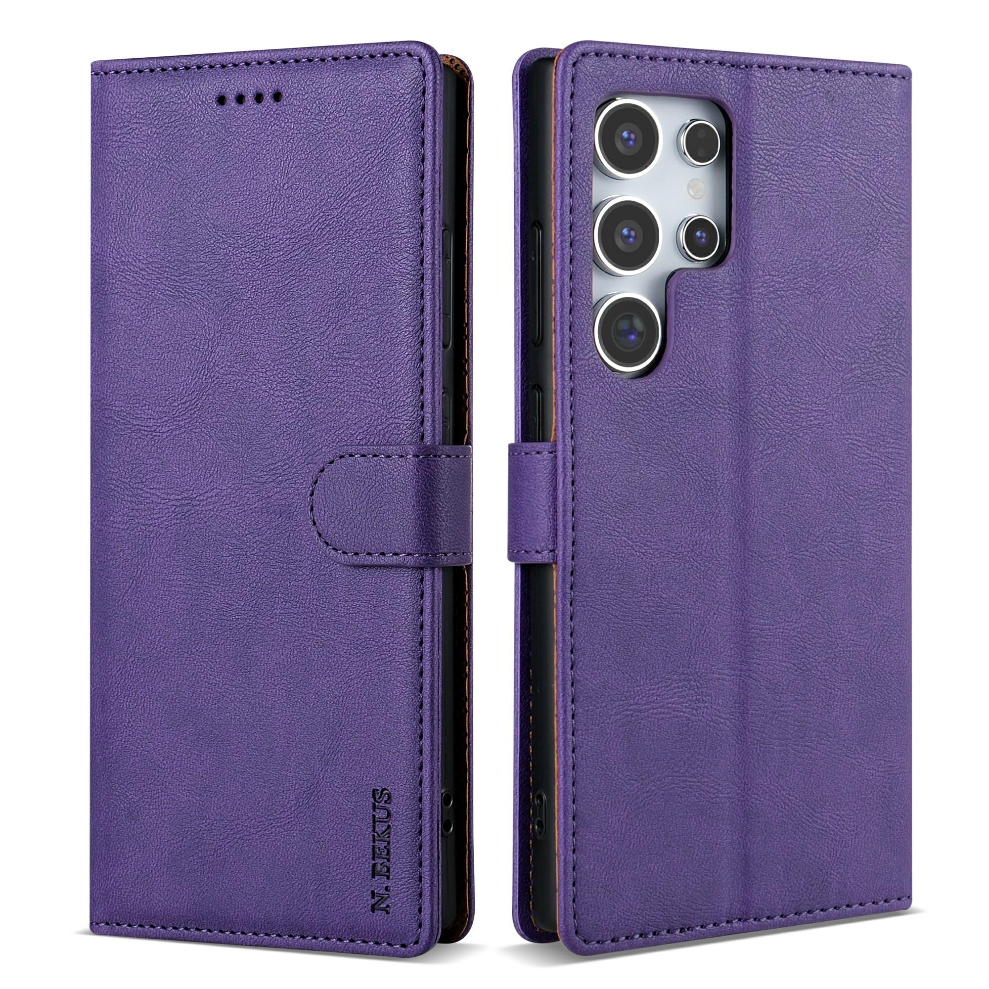 

For Samsung Galaxy S25 Ultra Stand Case PU Leather Wallet Phone Cover Purple