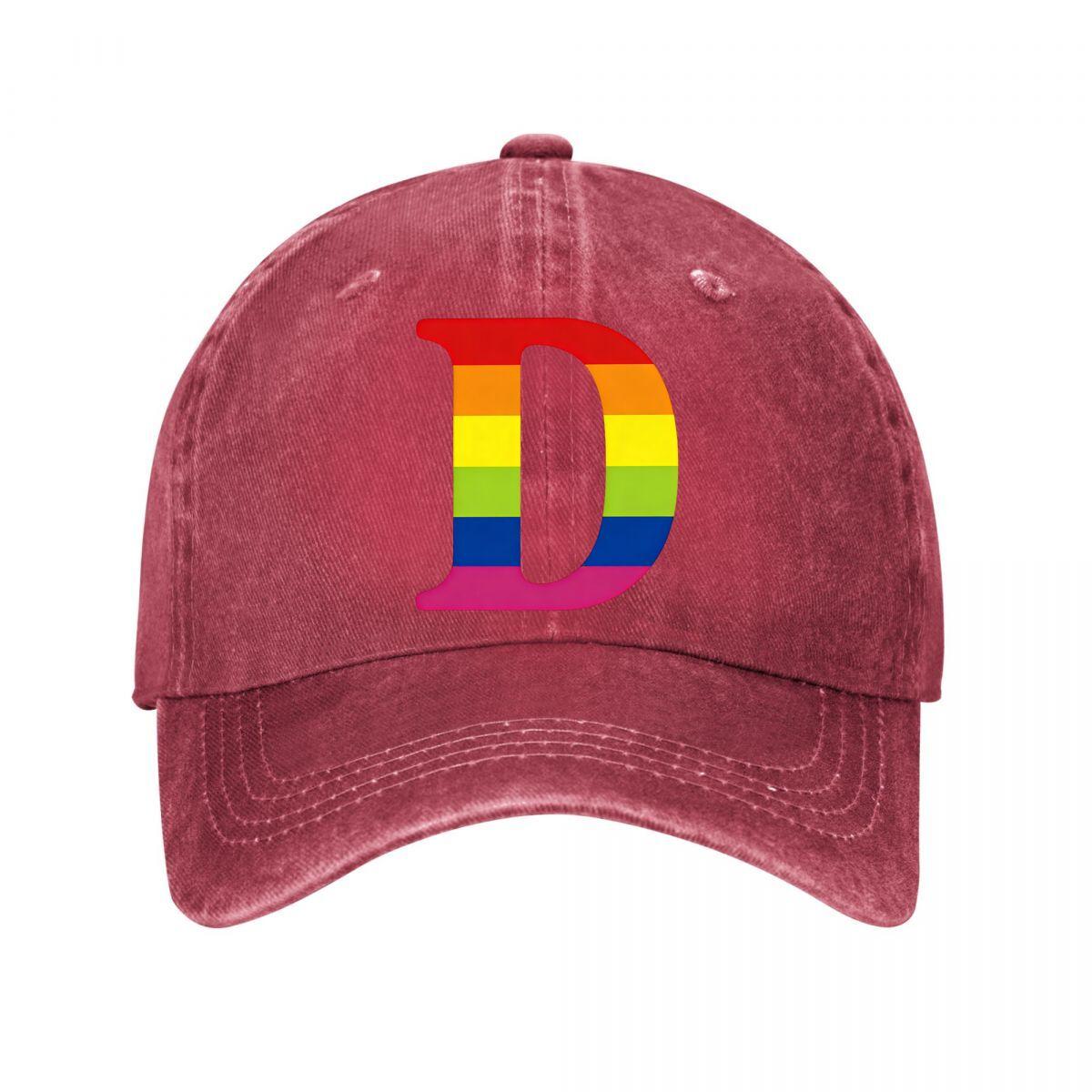 Rainbow Initial Cotton Baseball Cap Washed Baseball Cap Adjustable
