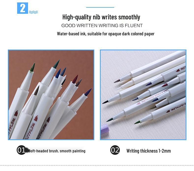 STA 6551BR Soft Tip Water-Based Black Brush Pen for DIY Photo Albums and Metal Drawing