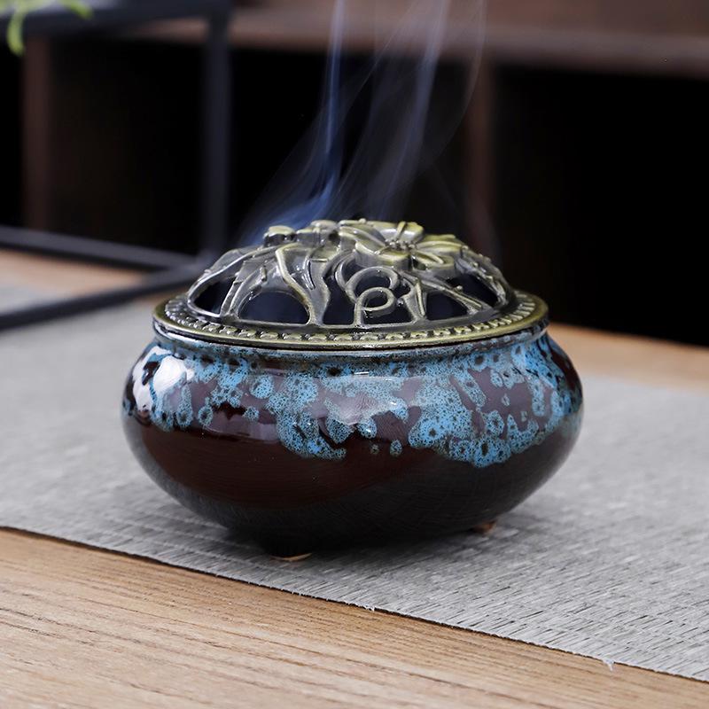 Creative Buddha Hand Ceramic Resin Incense Burner with Backflow Waterfall