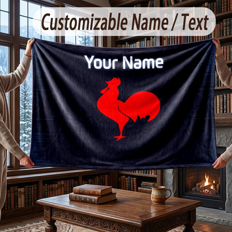 Custom Name Flannel Throw Blanket France National Football Team Pattern Warm Home Decoration