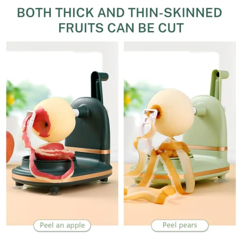 Manual Crank-Up Peeler, Corer, and Slicer - Suction Non-Slip Counter Grip - Stainless Steel Blade - Peel and Core In Seconds for Quick Applesauce Pie