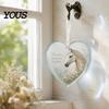 Pet Loss Consolation Gift Acrylic Heart Shape Ornament with Animal Pattern & Emotional Message, Decorative Pendant Hanging Rope for Car Rear
