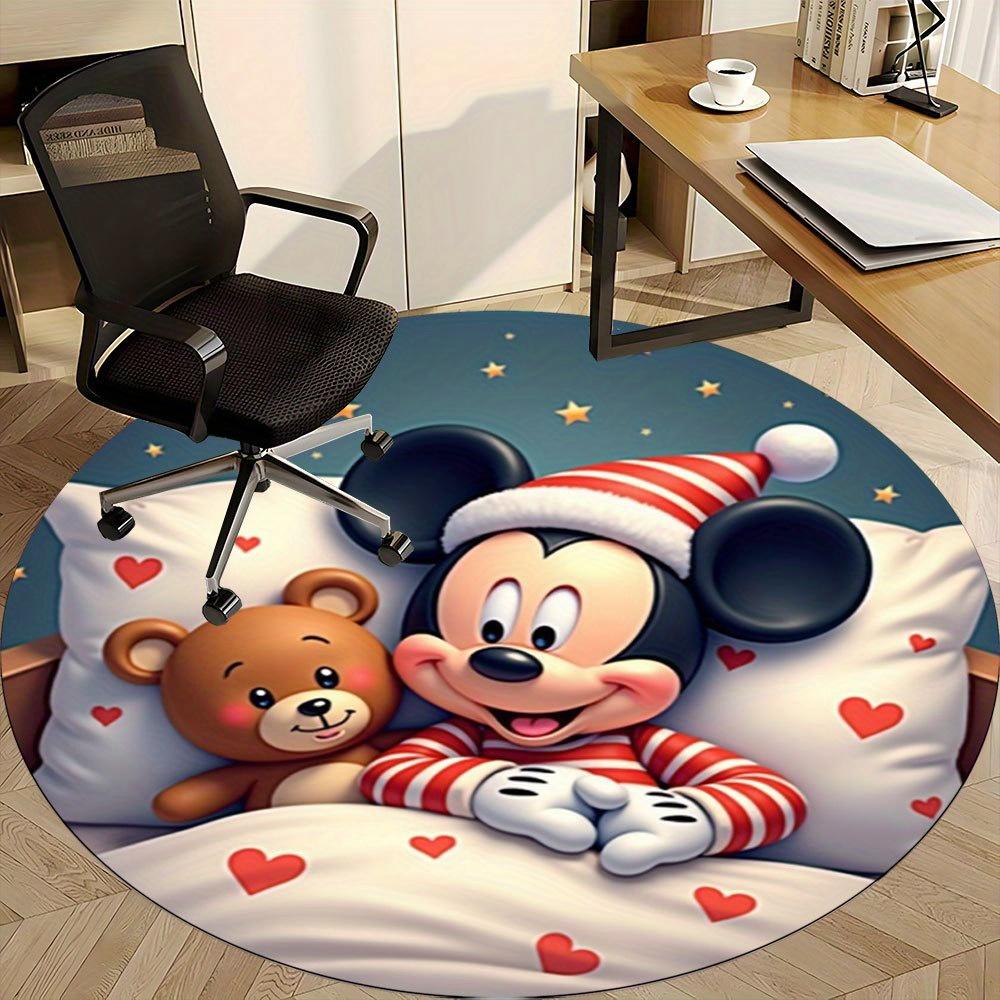 

1pc Christmas Mickey Mouse & Teddy Bear Heart Print Round Rug - Perfect for Office, Living Room, Bedroom Decor, Non-Slip Floor Mat, Home Gift Idea -04 80cm by 80cm