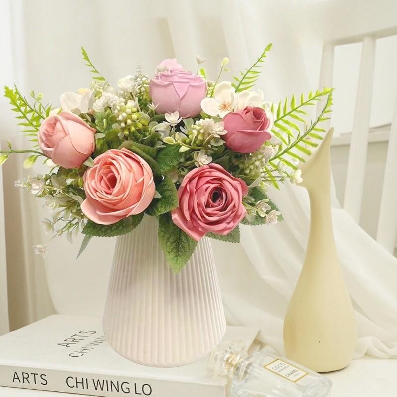 Nordic Simulation Flower 5-Forked Persian Grass Rose Fake Flower Decorate Wedding Venue with Floral Bouquets  Decorations Shooting Props