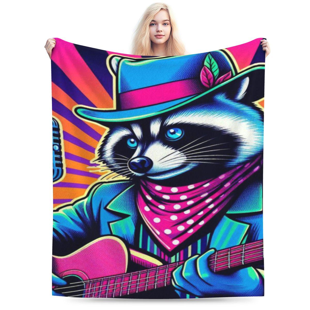 

Cute Raccoon Paying Classic Guitar Custom Warm Party An UltraSoft Micro Fleece Blanket 75x100cm 30x40in
