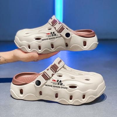Chinelo Masculino 2025 Novo Verão Sandálias Respiráveis Chinelos Leves EVA Solado Macio Dois Modos de Usar Sapatos de Praia para Exterior
