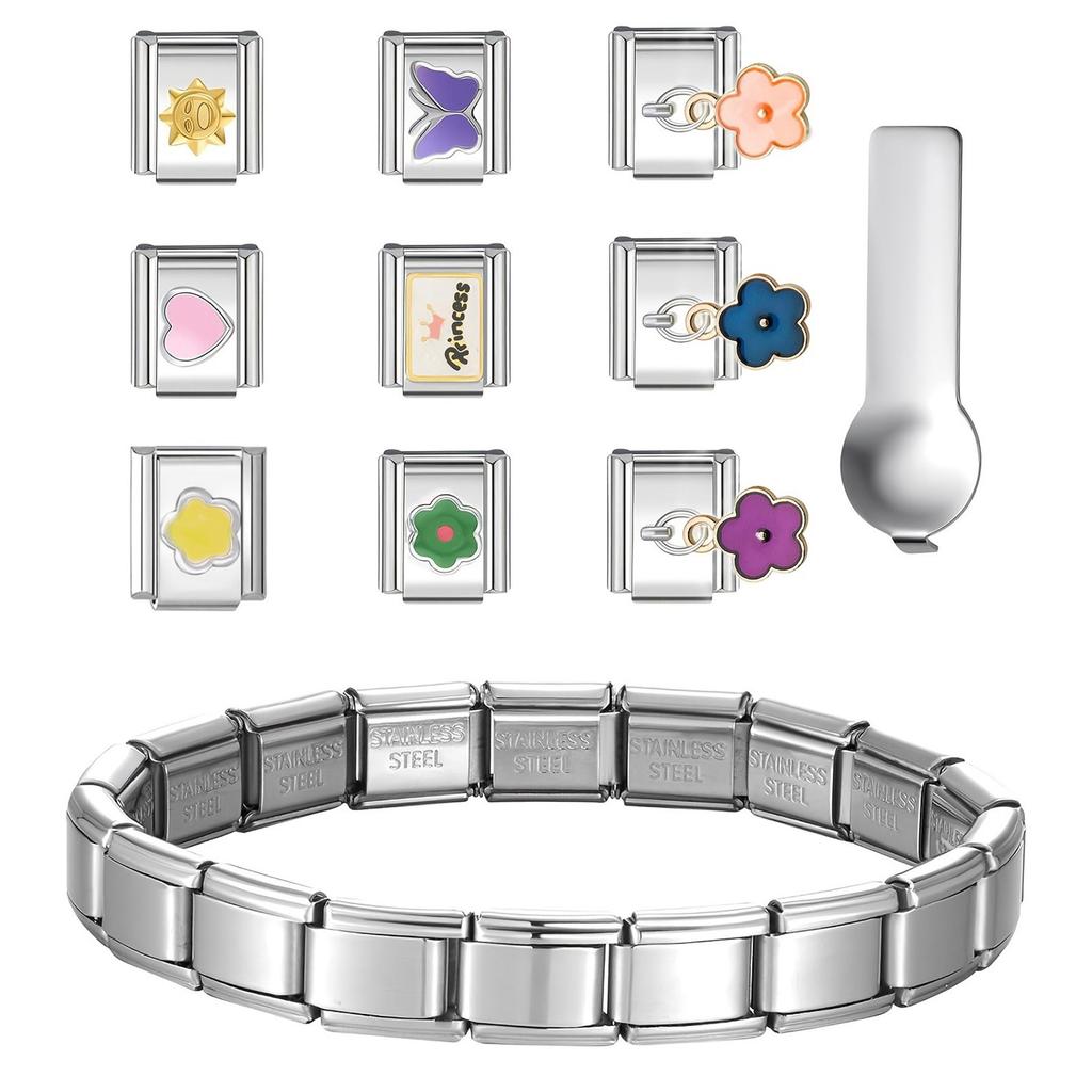 Italian Module Bracelet Link Connectors Jewelry Accessories Stainless Steel Texture Suitable for Jewelry Enthusiasts