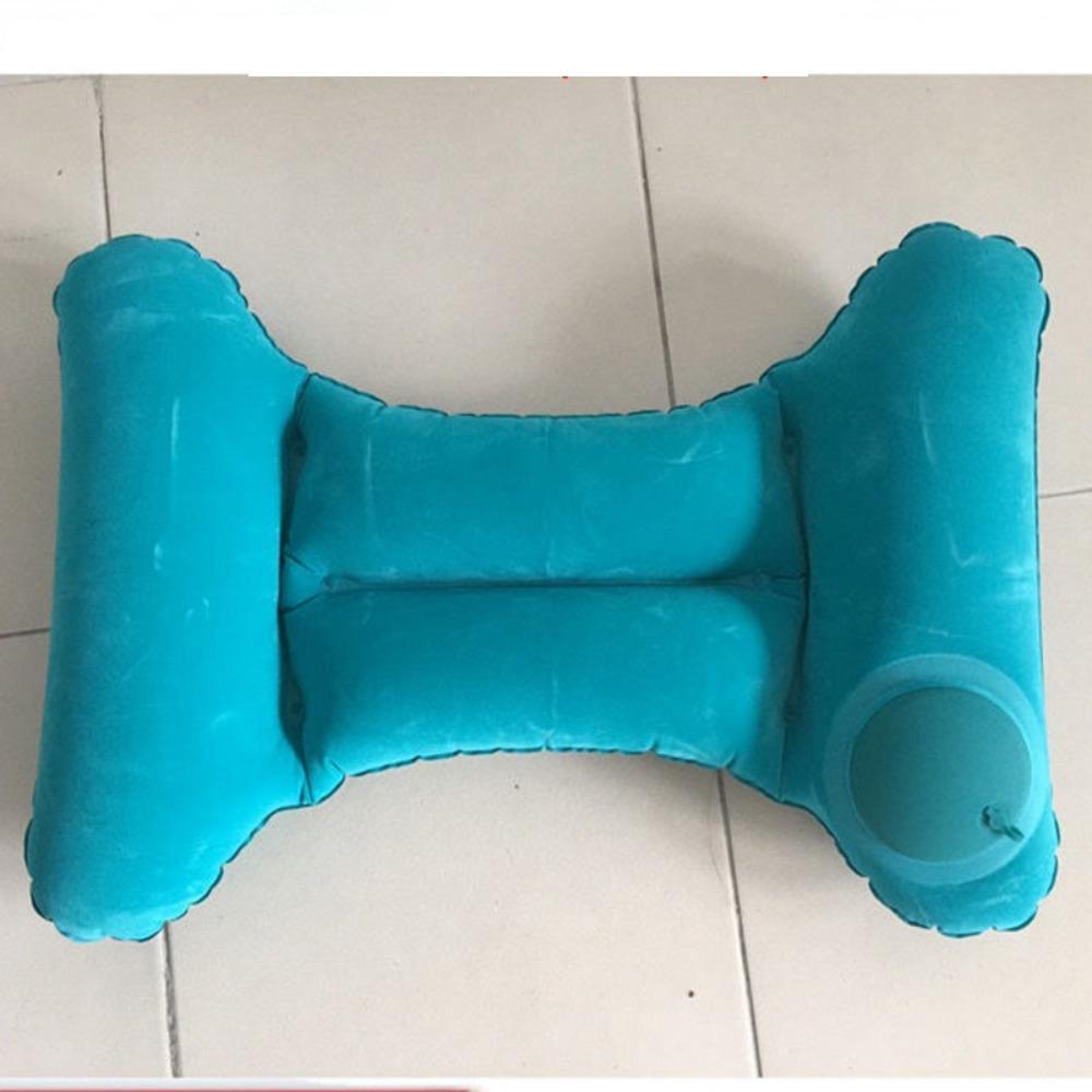 New Flocking PVC Inflation Lumbar Pillow H-type Inflatable Aircraft Lumbar Pad Grey Blue Nursing Waist Pillow Office