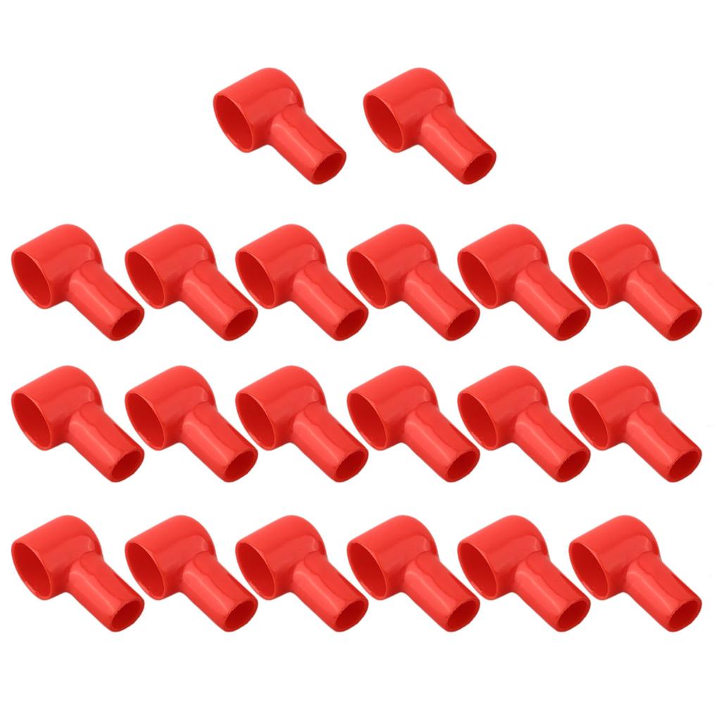 20PCS Plastic Battery Terminal Cover Boots Insulating Protective Lug Cap 12x20mm Red Parts Accessories