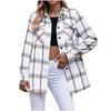 Women's Fashion Long-Sleeve Button-Down Plaid Shirt With Pockets