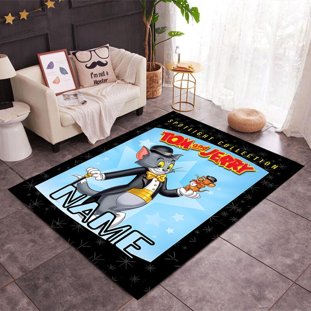 Looney Tom Jerry's Valentine Customized Name Floor Rug Office Rug Design for Balcony Living Rooms Study room Hallway Antislip Carpet Office home decor