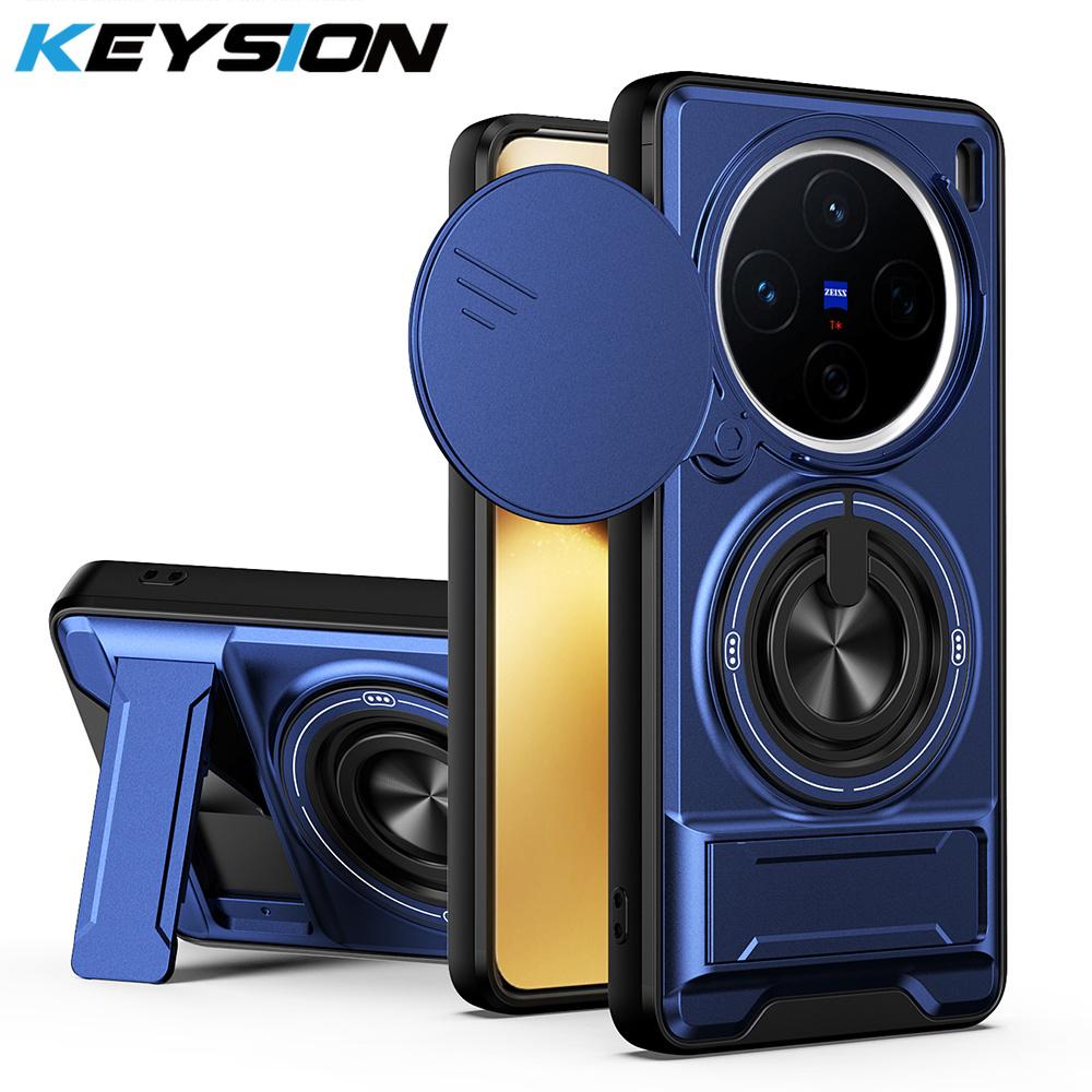 KEYSION Custodia Magnetica per Telefono per VIVO X200 Pro 5G Protezione Fotocamera a Scorrimento Supporto Verticale Anello a 360° Cover Antiurto per VIVO X200