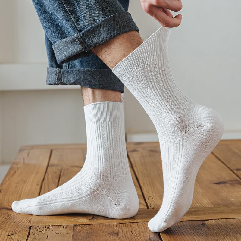 5 Pairs of Male Spring and Autumn High Grade Comfortable Cotton Sweat Absorbing Breathable Deodorizing Socks