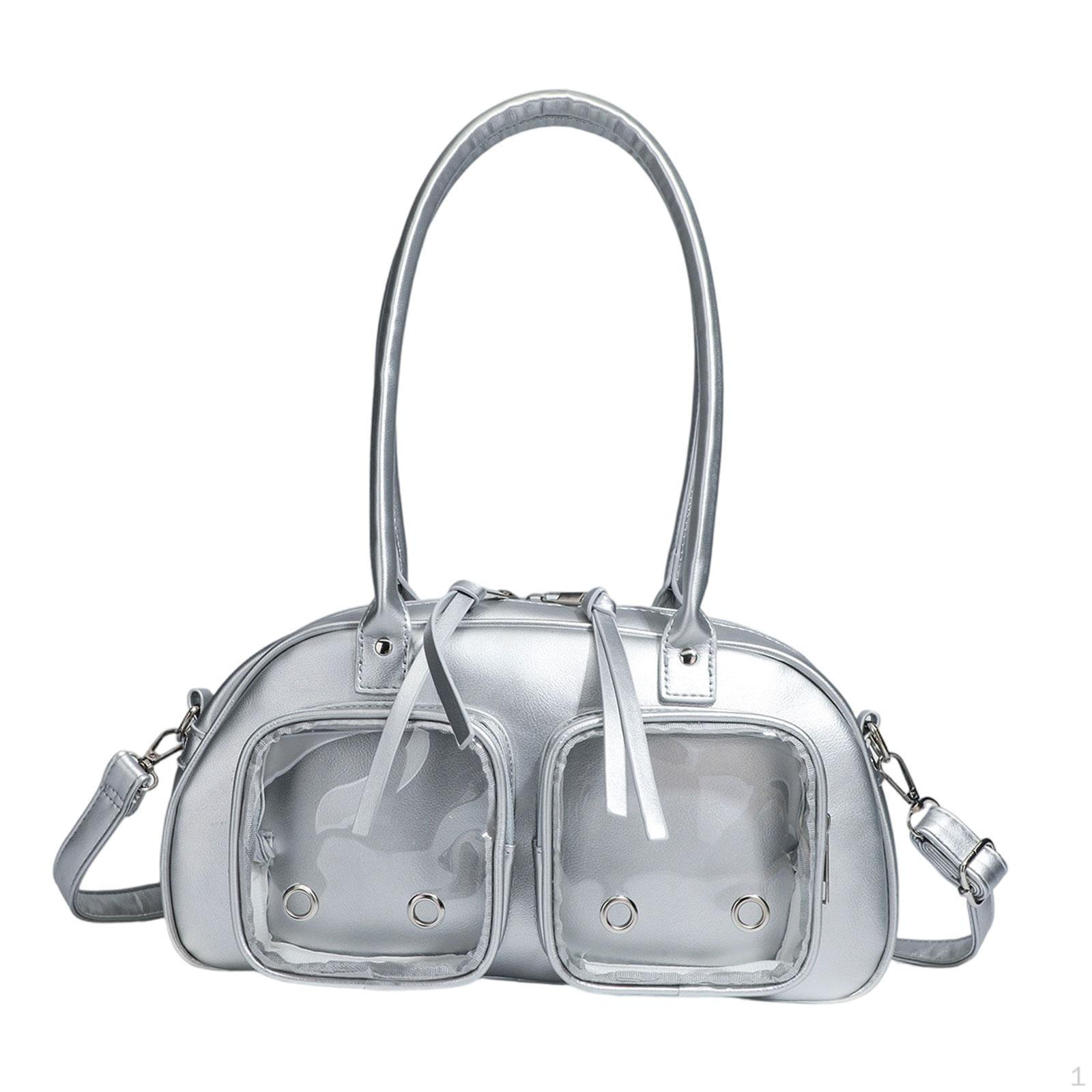 

Women Crossbody Shoulder Bag Chic Top Handle Handbag Large Capacity Armpit серебряный