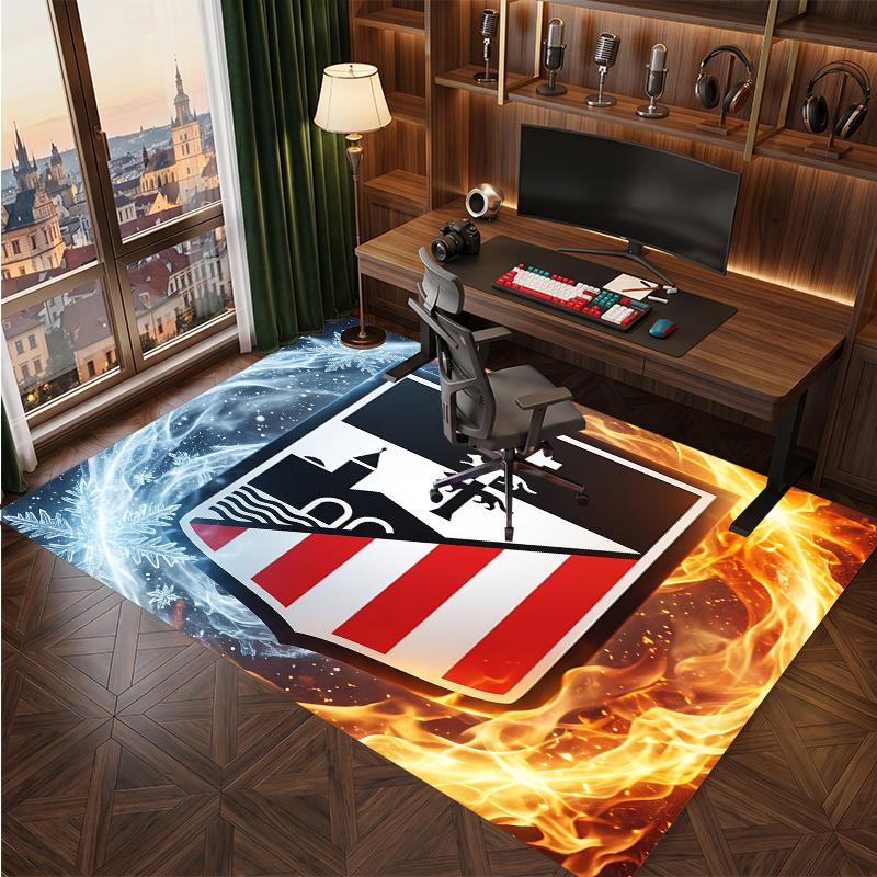 Athletic Bilbao Football Print Crystal Velvet Rug, Comfortable Water Absorbent Non Slip Indoor Floor Carpet