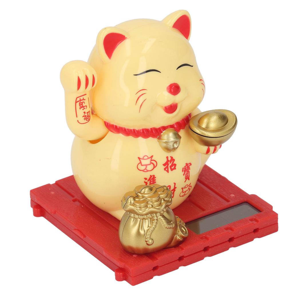   Cat Waving Arm Vivid Lovely Chinese Cat Solar Fortune Cat Statue Decoration for Decorating Front Desk Car Business Openings