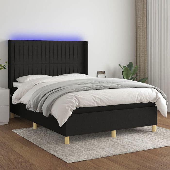 VidaXL Sommier à Lattes de Lit avec Matelas et LED, Lit Rembourré, Lit Double, Lit Adulte de Chambre à Coucher Intérieur, 3139039