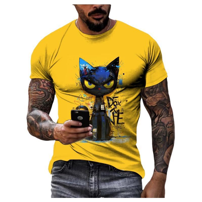 Cute Cat Cartoon Pattern Unisex T Shirt Summer Fashion 3D Printed