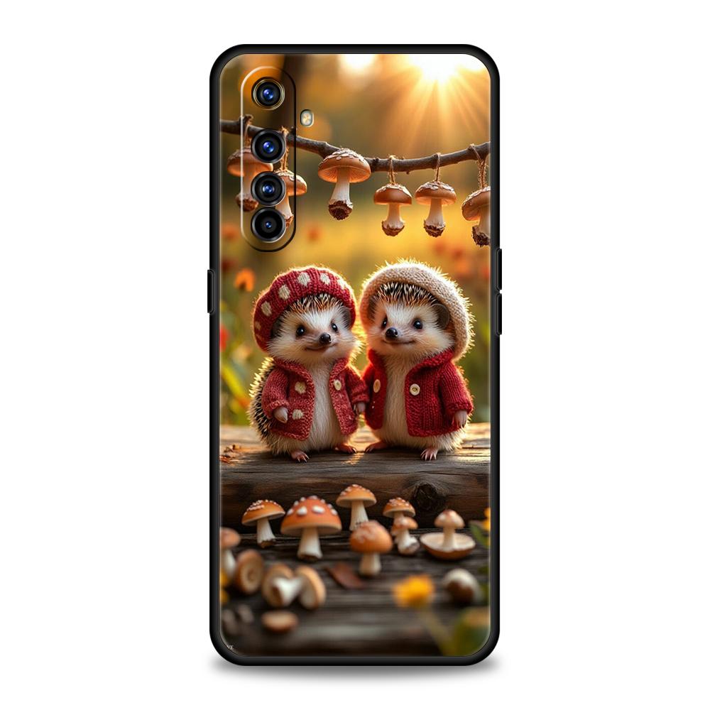 

Soft TPU For Realme 11 10 9 Pro Plus GT2 GT3 GT5 C21 C25 C35 C53 C55 C67 Pro Shockproof Phone Case Autumn Cute Hedgehog Design Realme C67 4G